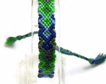 Blue Green and Grey Arrowhead Pattern Embroidery Macrame Friendship Bracelet