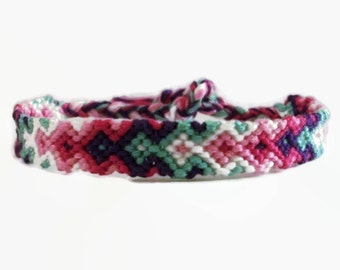 Spring Colored Descending Diamond Arrowhead Pattern Embroidery Macrame Friendship Bracelet