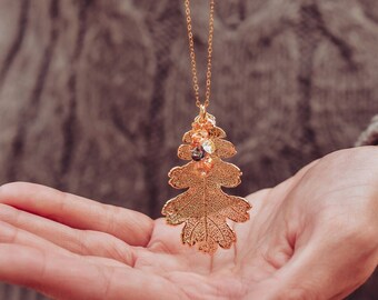 Real Leaf Necklace, Gold Necklace, Botanical Necklace, Dainty Autumn Gold Leaf Necklace, Bridal Necklace, Bridesmaid Gift, Mother's Day Gift