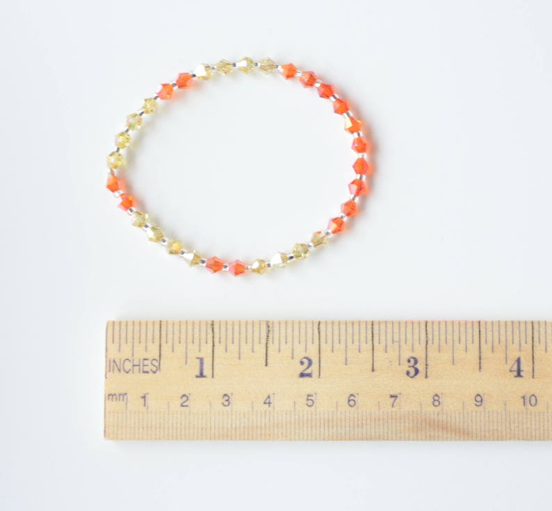 Swarovski Stretch Bracelet, Sparkly Jewelry, Orange Stackable Bracelet, Arm Candy, Boho Beaded Bracelet, Bridesmaid Gift, Gift for Her image 4