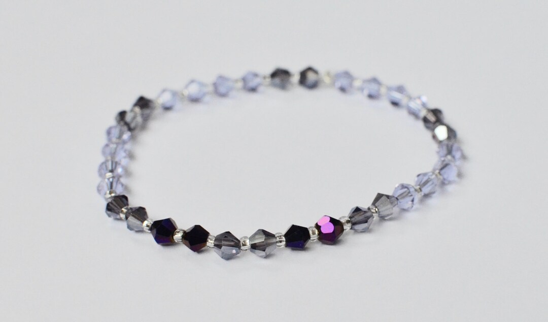 Swarovski Stretch Bracelet, Sparkly Jewelry, Purple Stackable Bracelet