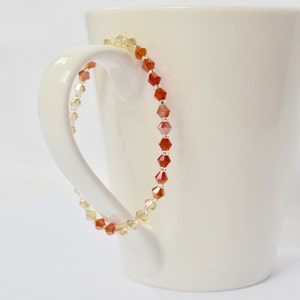 Swarovski Stretch Bracelet, Sparkly Jewelry, Orange Stackable Bracelet, Arm Candy, Boho Beaded Bracelet, Bridesmaid Gift, Gift for Her image 2