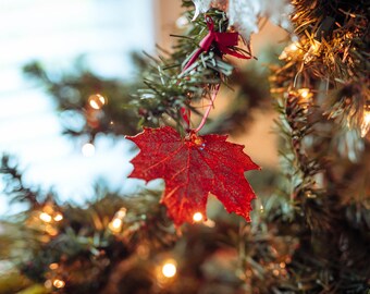 Real Leaf Ornament / Copper Christmas Decoration / Luxury Keepsake Designer Ornament / New York Vermont West Virginia Wisconsin Ornament