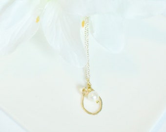 Teardrop Necklace, Organic Shape Pendant, Unique Gold Necklace