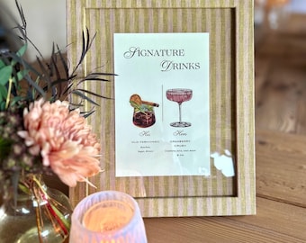 Upholstered 8x10 Wedding Signage Frame: Green Stripe Party Decor