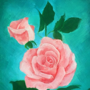 Acryl auf Leinwand rosa Rosen