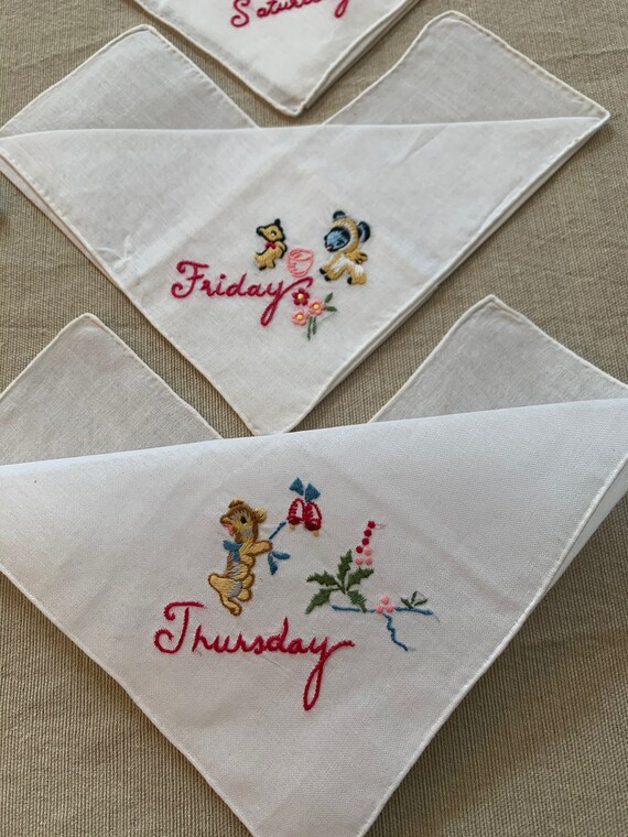 Vintage Days of the Week Organza Handkerchiefs - … - image 5