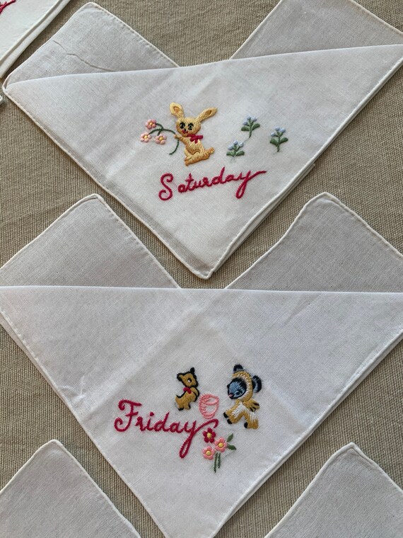 Vintage Days of the Week Organza Handkerchiefs - … - image 4