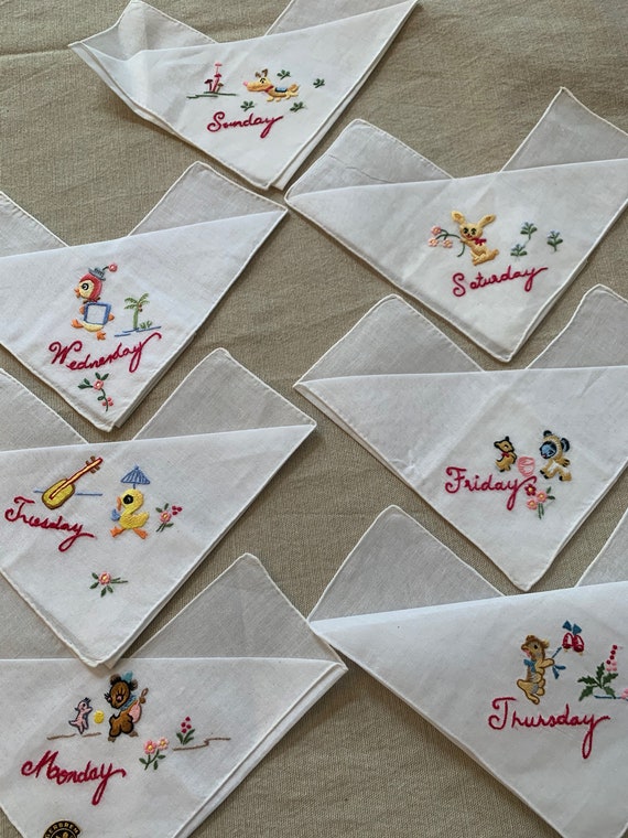 Vintage Days of the Week Organza Handkerchiefs - … - image 1