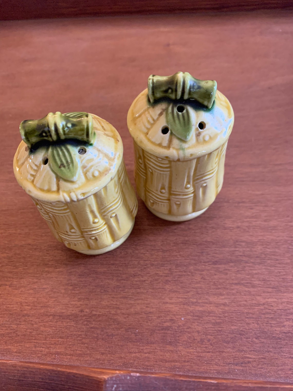 Vintage Japan Bamboo Salt and Pepper Shakers Etsy