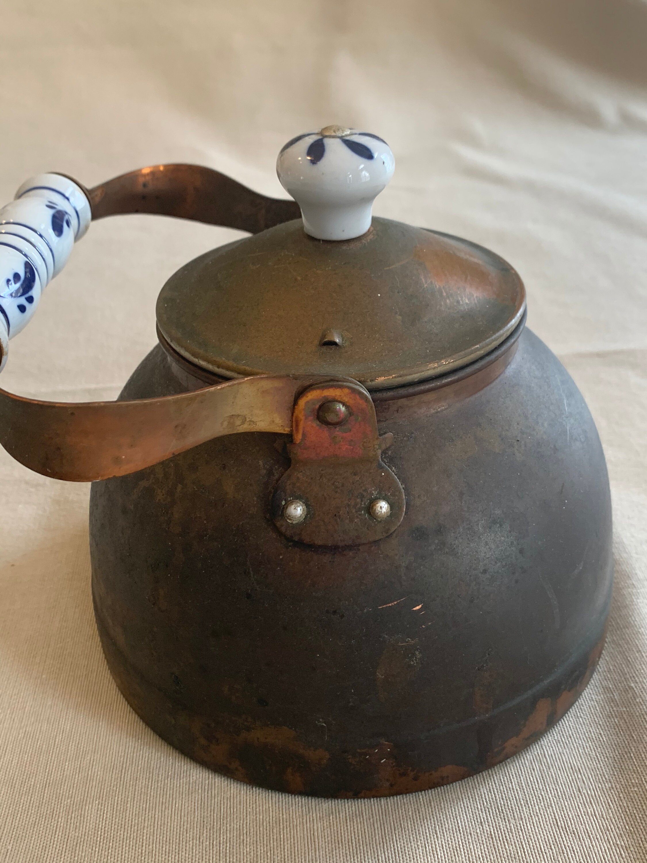 Vintage Copper Kettle with Porcelain Handle Etsy.de
