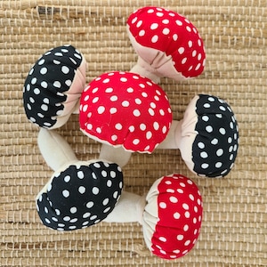 Mushroom catnip toys.