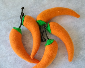 ORANGE Chili Pepper catnip toys.