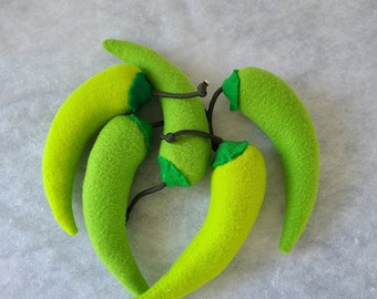 GREEN Chili Pepper catnip toys.