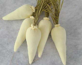 Cream Carrot catnip toys.