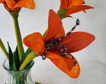 Orange daylily flower wand, catnip toy