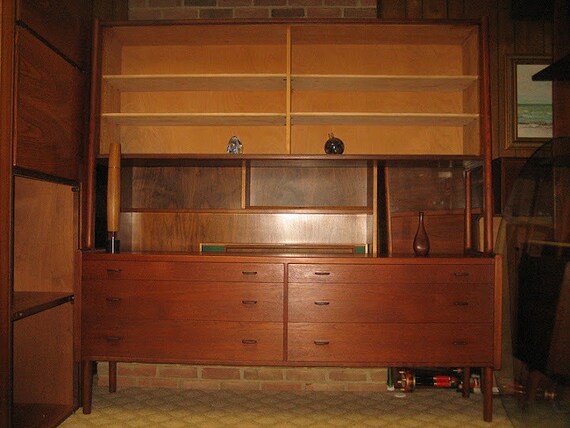 Danish Modern Vintage Teak Dresser Credenza Cabinet Sideboard Etsy