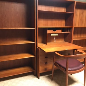 Danish Modern Vintage Teak bookcase desk wallunit HANS WEGNER image 3