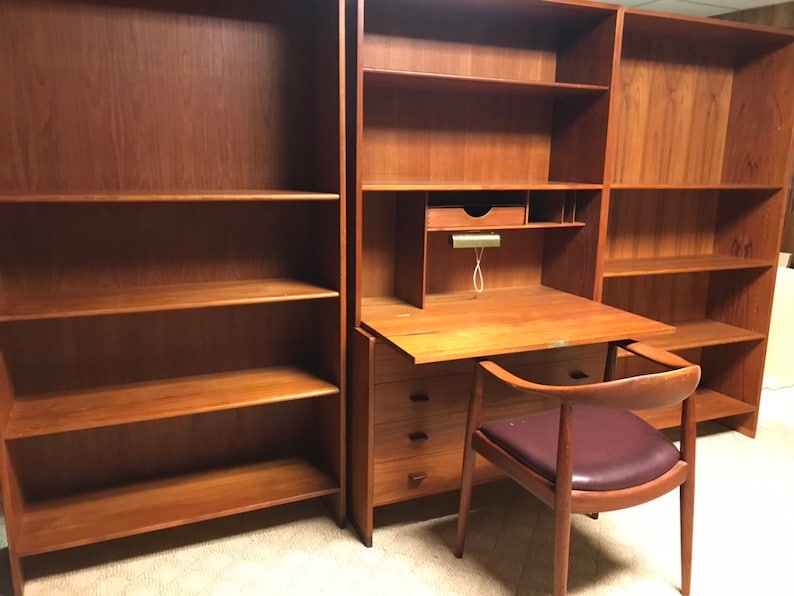 Danish Modern Vintage Teak bookcase desk wallunit HANS WEGNER image 3