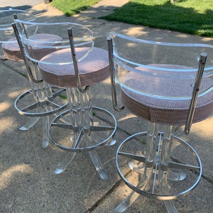 MidCentury Lucite Chrome bar chairs image 1