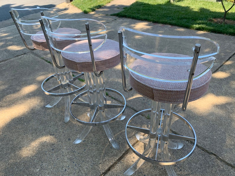 MidCentury Lucite Chrome bar chairs image 1