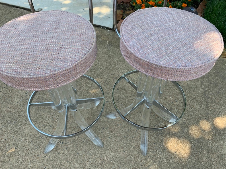 MidCentury Lucite Chrome bar chairs image 8