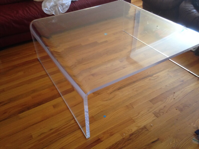 MidCentury Modern Large Square Lucite Waterfall Coffee Table Etsy