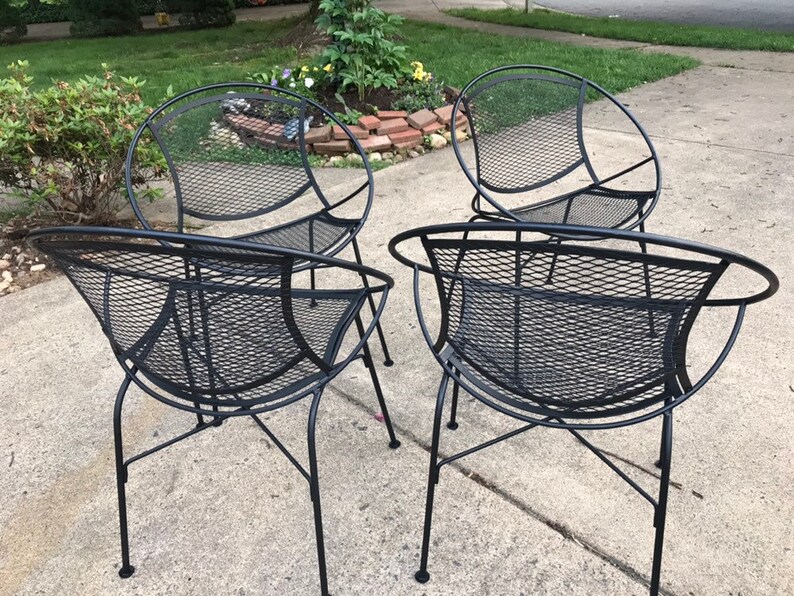 Mid Century Modern Wrough Iron Patio Salterini Radar Chairs Etsy