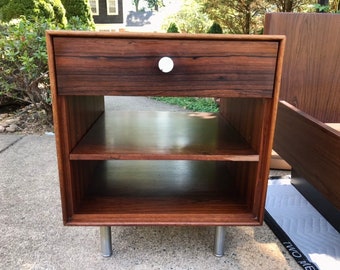 Early George Nelson Mid-Century for Herman Miller thin edge rosewood bedside  table