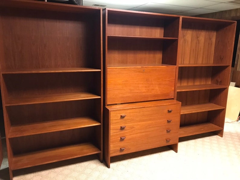 Danish Modern Vintage Teak bookcase desk wallunit HANS WEGNER image 2