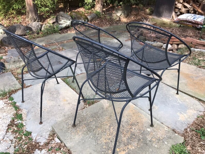 Mid Century Modern Wrough Iron Patio Salterini Radar Chairs Etsy