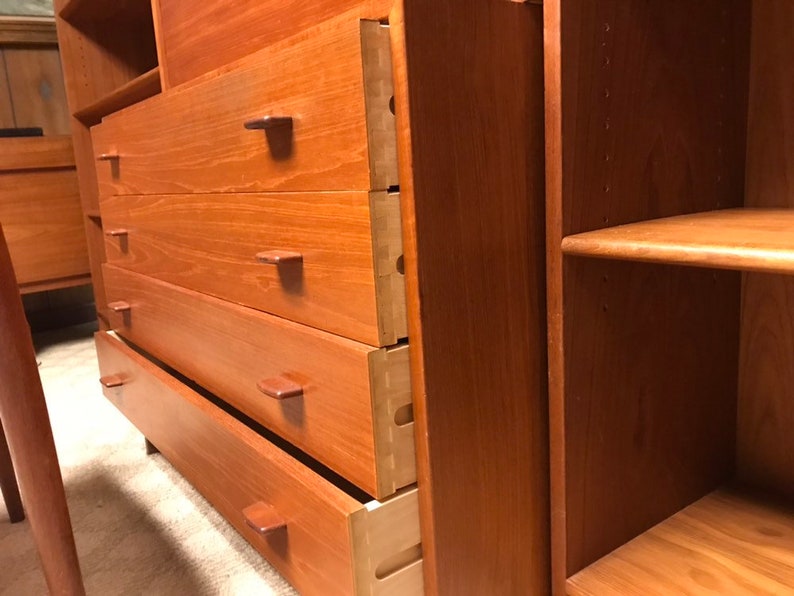 Danish Modern Vintage Teak bookcase desk wallunit HANS WEGNER image 4