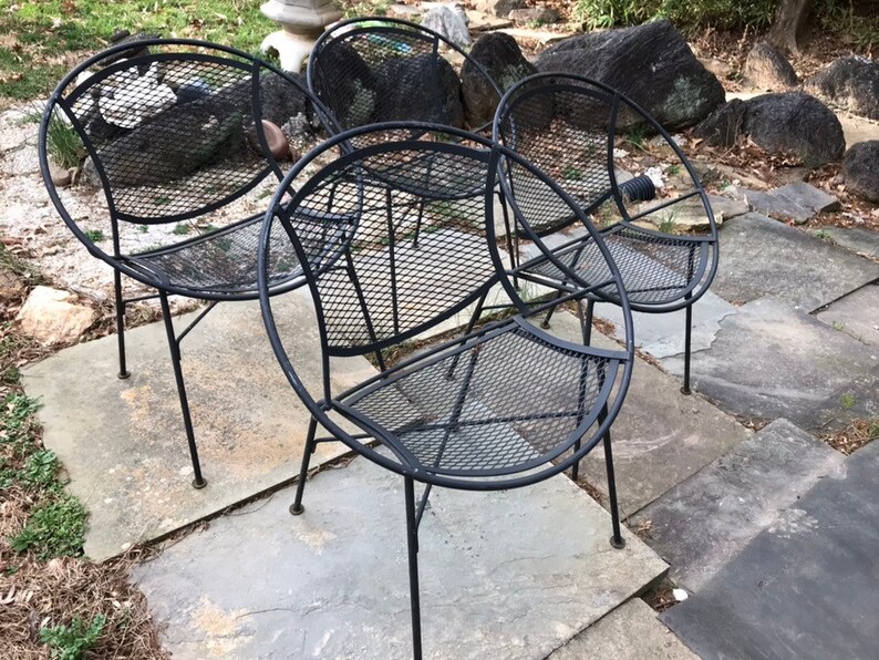 Mid Century Modern Wrough Iron Patio Salterini Radar Chairs Etsy
