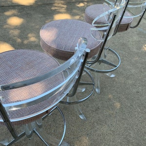 MidCentury Lucite Chrome bar chairs image 3