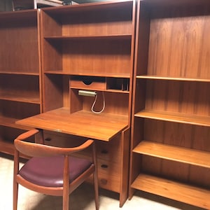 Danish Modern Vintage Teak bookcase desk wallunit HANS WEGNER image 1