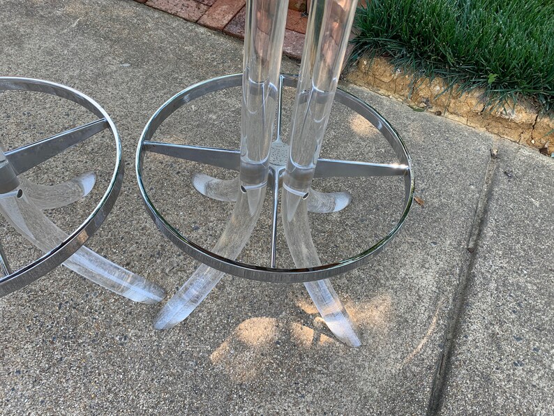 MidCentury Lucite Chrome bar chairs image 4