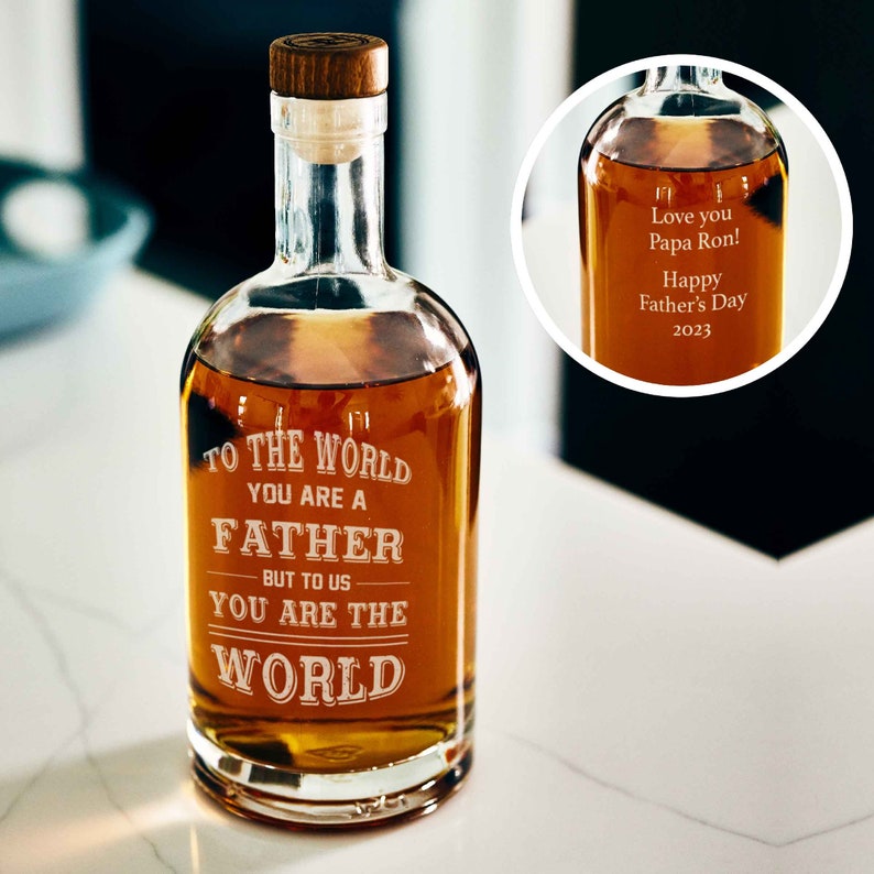 Dad is our world Personalized Etched Father's day gift image 2