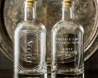 Dad who's Second to None-Personalized Etched Spirit Decanter-Home bar/bar cart essentials for a drinking Pops-Custom gifts for Father's Day