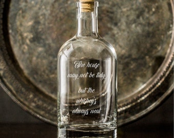 Mother's Day gift for the mom who loves a home bar, cocktails & smiles, a gift she can toast to, Always Neat Decanter, One sided