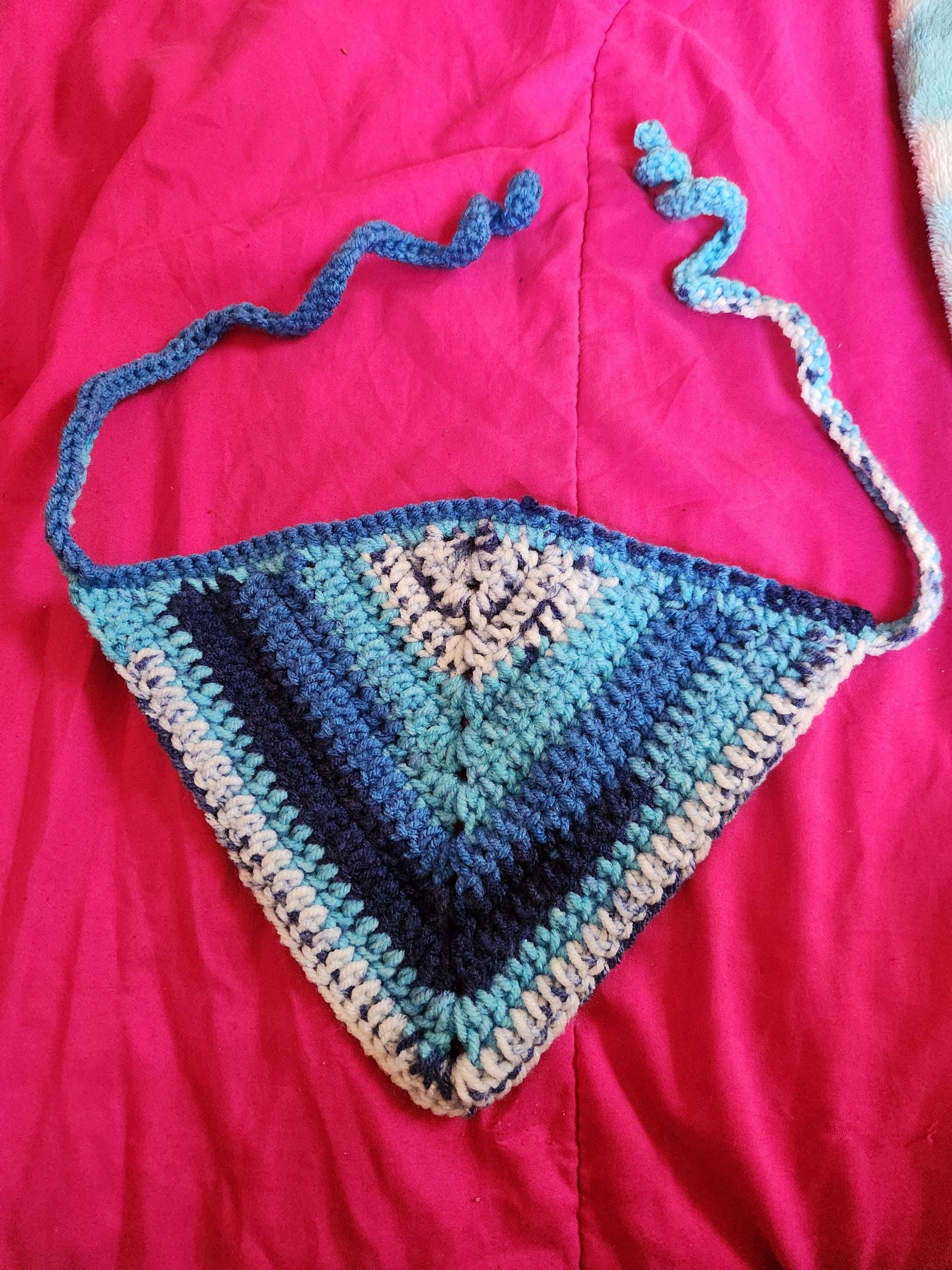 ?️NWT Blue & Red Lobster Crochet Knit Hair Bandana Crochet bandanas – Little Star Homemade Essentials main image 3
