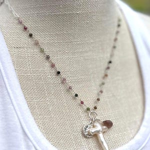 Zoetwaterparel kruisketting sterlingzilveren rozenkransketting kralen kruisketting edelsteenketting cadeau voor moeder