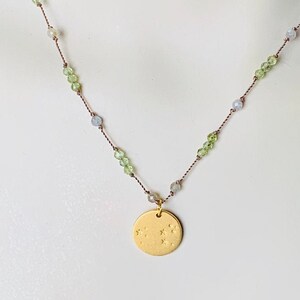 Leo constellation necklace / Peridot gemstones / Labradorite gemstones / August birthday necklace / Leo necklace / Celestial necklace