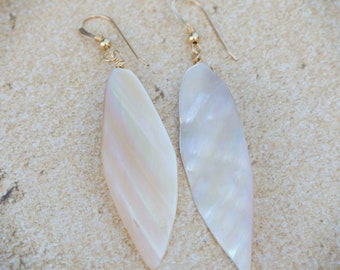 Gold Filled Natural Shell Earrings: Beach Wedding Jewelry