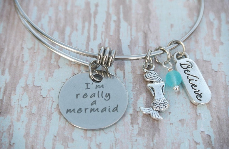 Mermaid bracelet // I'm really a mermaid // Sea Glass jewelry // Believe // Mermaid Jewelry image 2