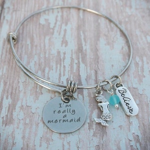 Mermaid bracelet // I'm really a mermaid // Sea Glass jewelry // Believe // Mermaid Jewelry image 3