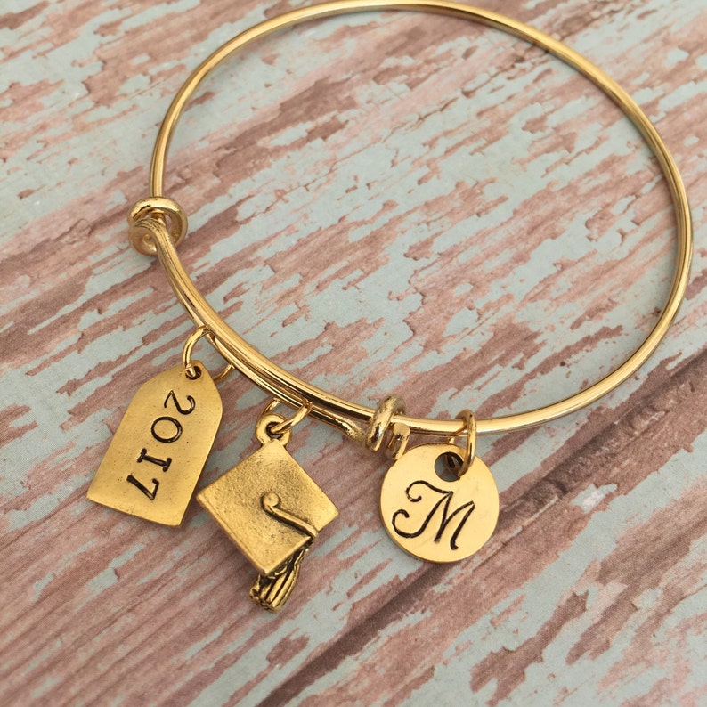 Graduation Bracelet // 2024 Graduation Gift // Graduation Gift // monogrammed initial // graduation jewelry image 3