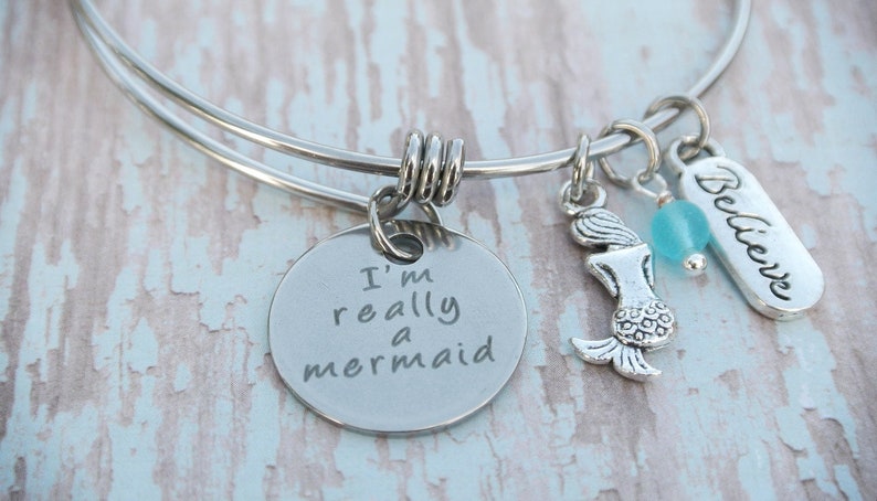 Mermaid bracelet // I'm really a mermaid // Sea Glass jewelry // Believe // Mermaid Jewelry image 1