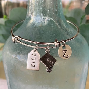 Graduation Bracelet // 2024 Graduation Gift // Graduation Gift // monogrammed initial // graduation jewelry image 9