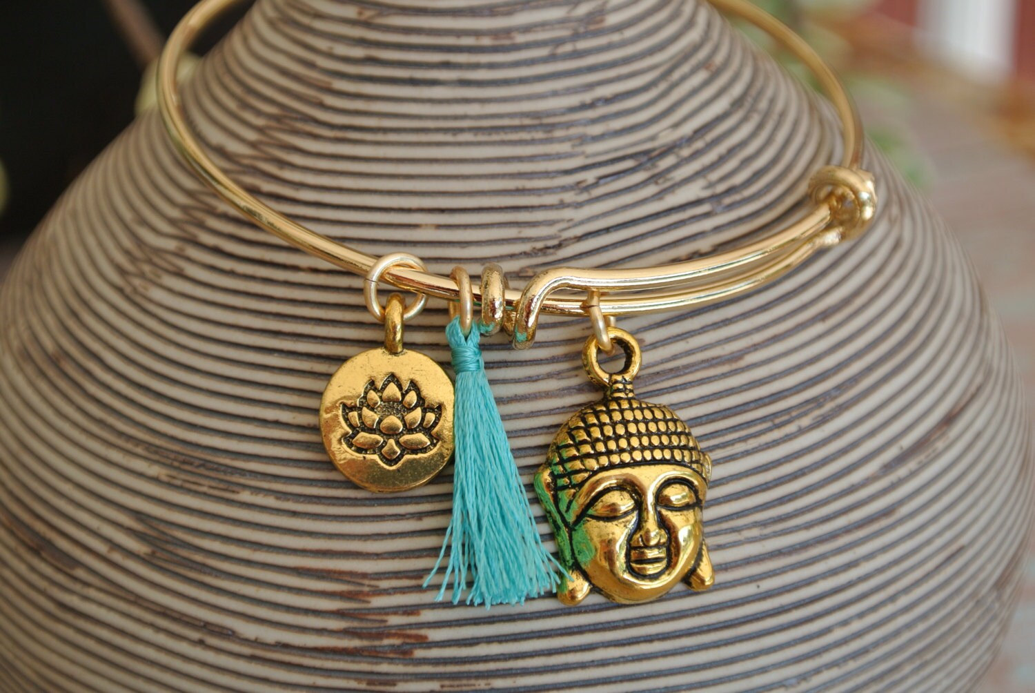 Buddha bracelet. Adjustable bangle bracelet Buddha Lotus Etsy