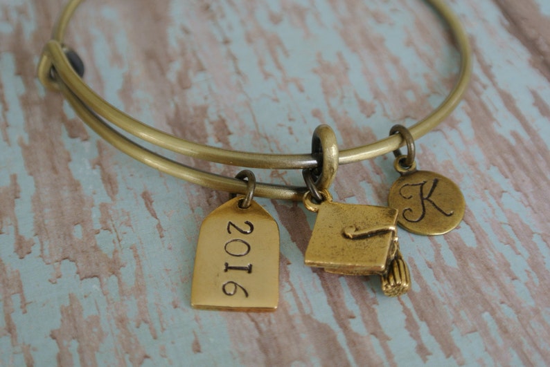 Graduation Bracelet // 2024 Graduation Gift // Graduation Gift // monogrammed initial // graduation jewelry image 4